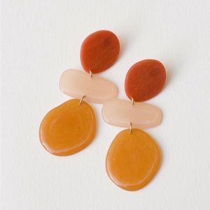Avu Studio Statement Drop Earrings in Rust, Blush & Mustard